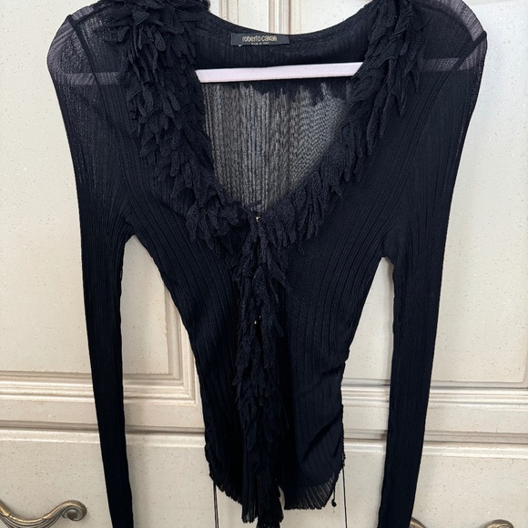 Amazing semi sheer ribbed knit sweater by Roberto Cavalli. - Picture 1 of 5
